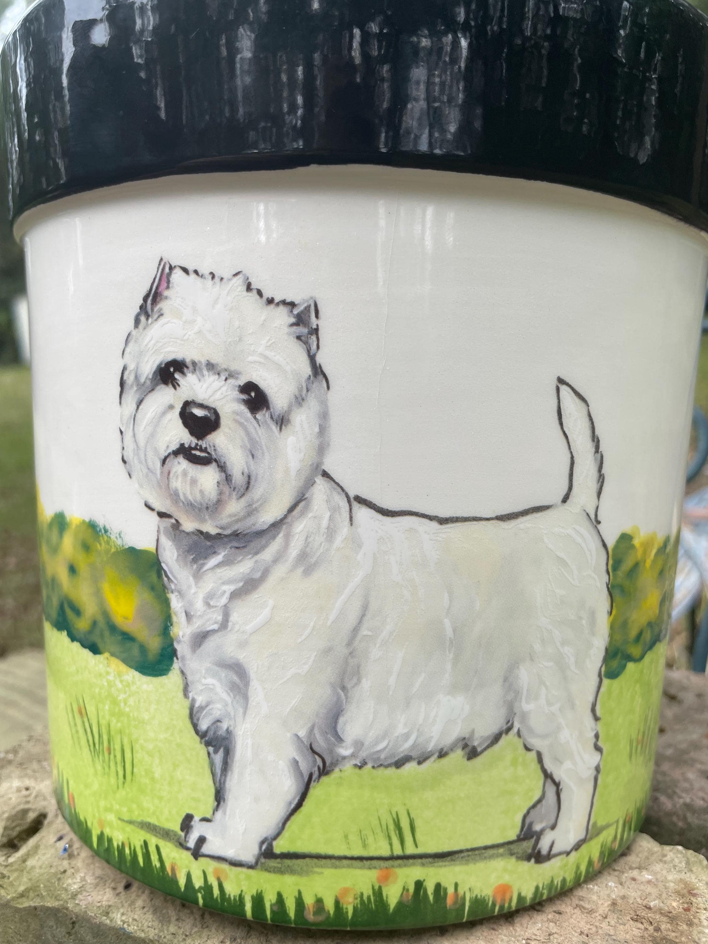 Zeppa Studios Dog Treat Biscuit Jar, Hand-made, Hand-painted