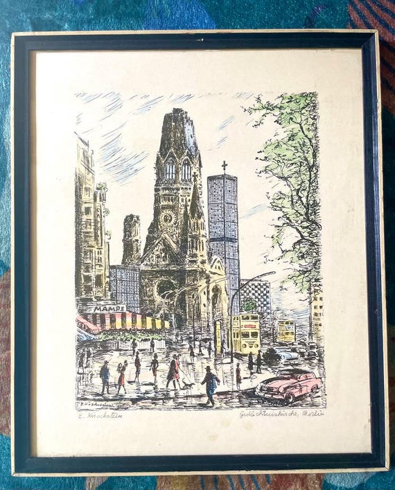 Vintage Erhard Kirschstein Kaiser Wilhelm Church Berlin Print