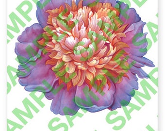 Double Peony A4 digital PDF download