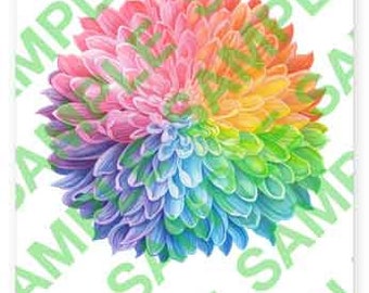 Rainbow Chrysanthemum A4 digital PDF download