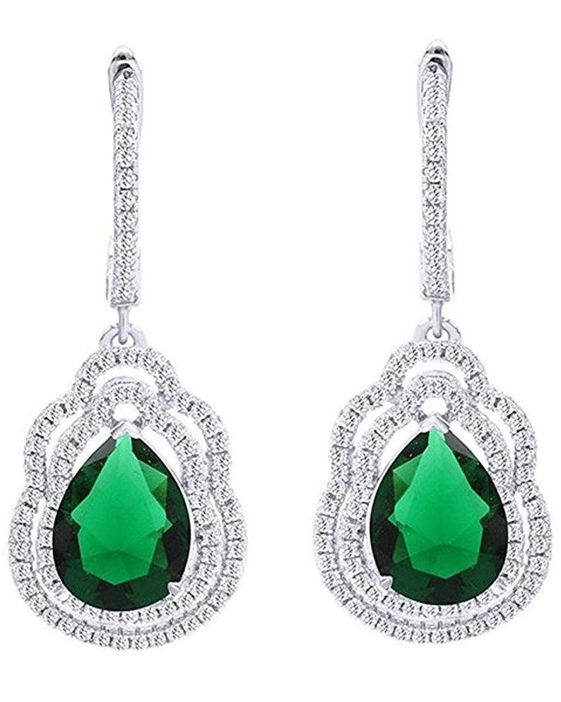 Hoop Earrings Simulated Round Cubic Zirconia 925 Sterling Silver Choose Color