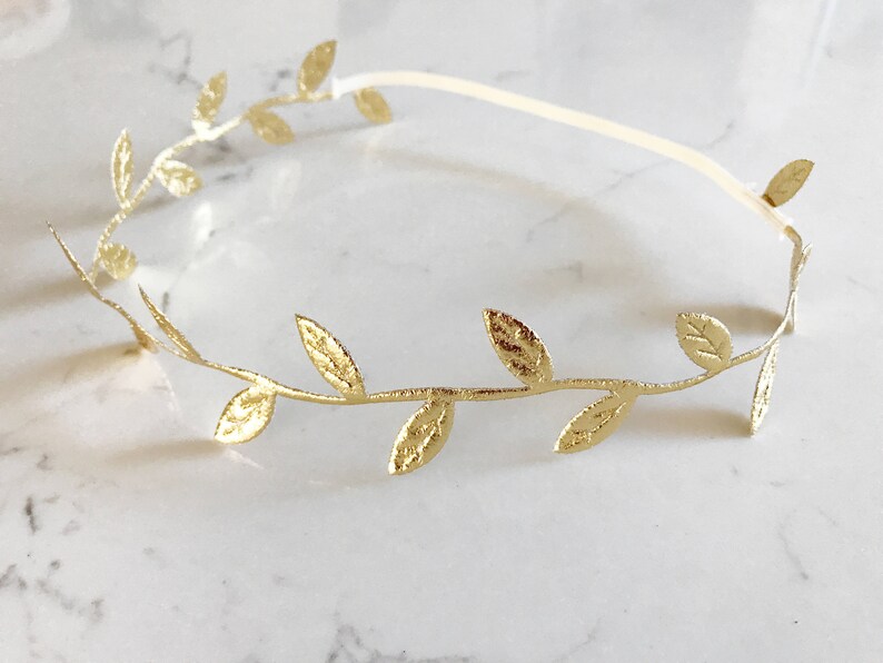 Gold leaf headband newborn photo prop gold headband gold Etsy