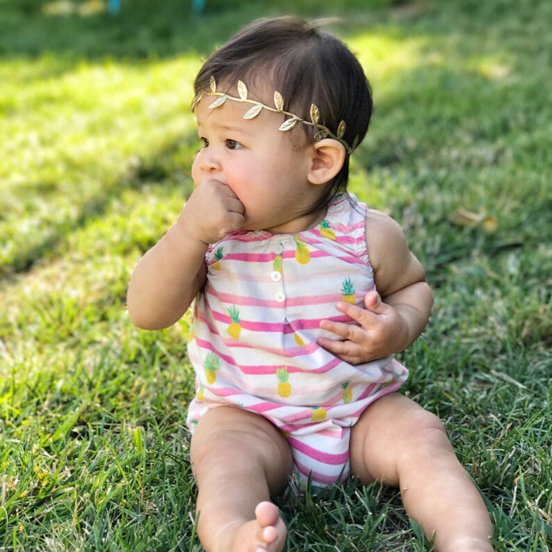 Gold leaf headband newborn photo prop gold headband gold | Etsy