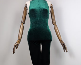 1990s Green Velvet Catsuit by Marie Helvin