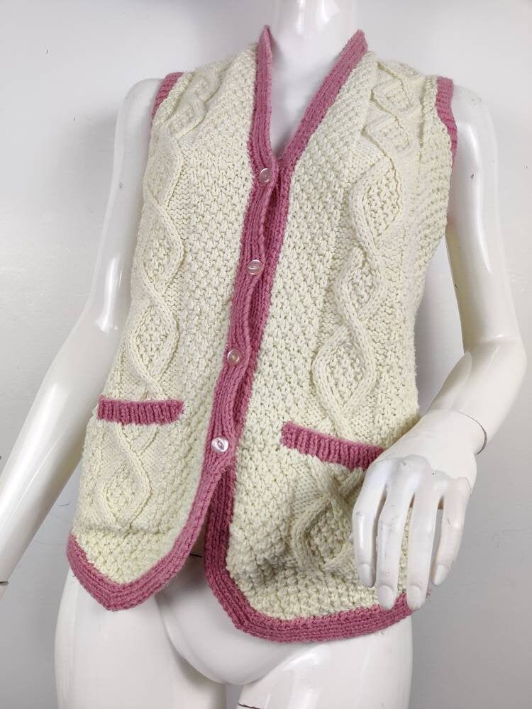 Image of S Aran Waistcoat/Vintage Vest Knitted Uk-- Us --