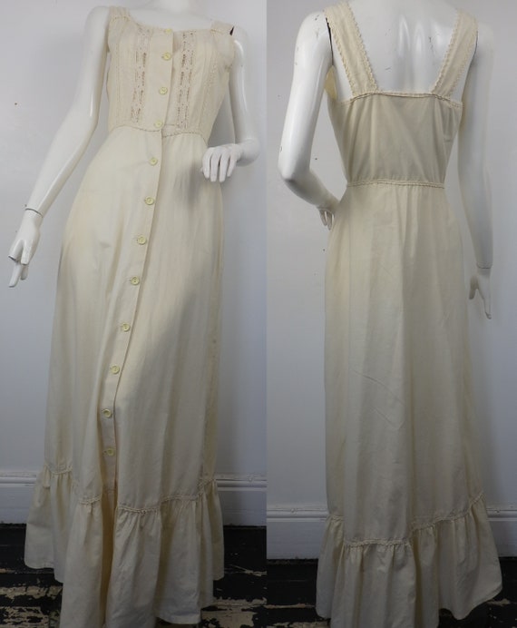 1960s Boho Maxi Dress / Vintage 1960s Cotton Sun D