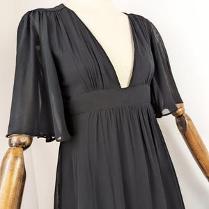 Vintage 1970s Ossie Clark for Radley Black Chiffon Dress