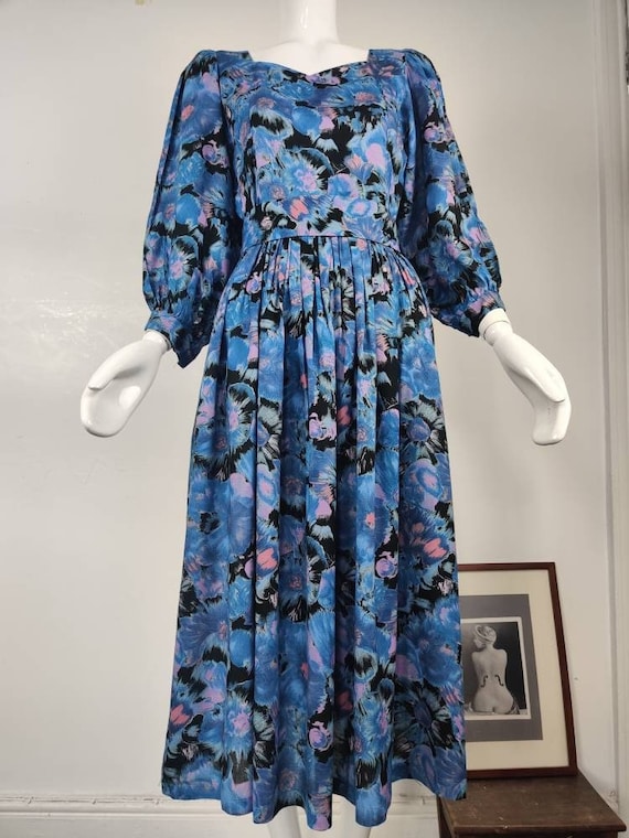 1970s Vivien Smith Viscose Floral Day Dress - image 1