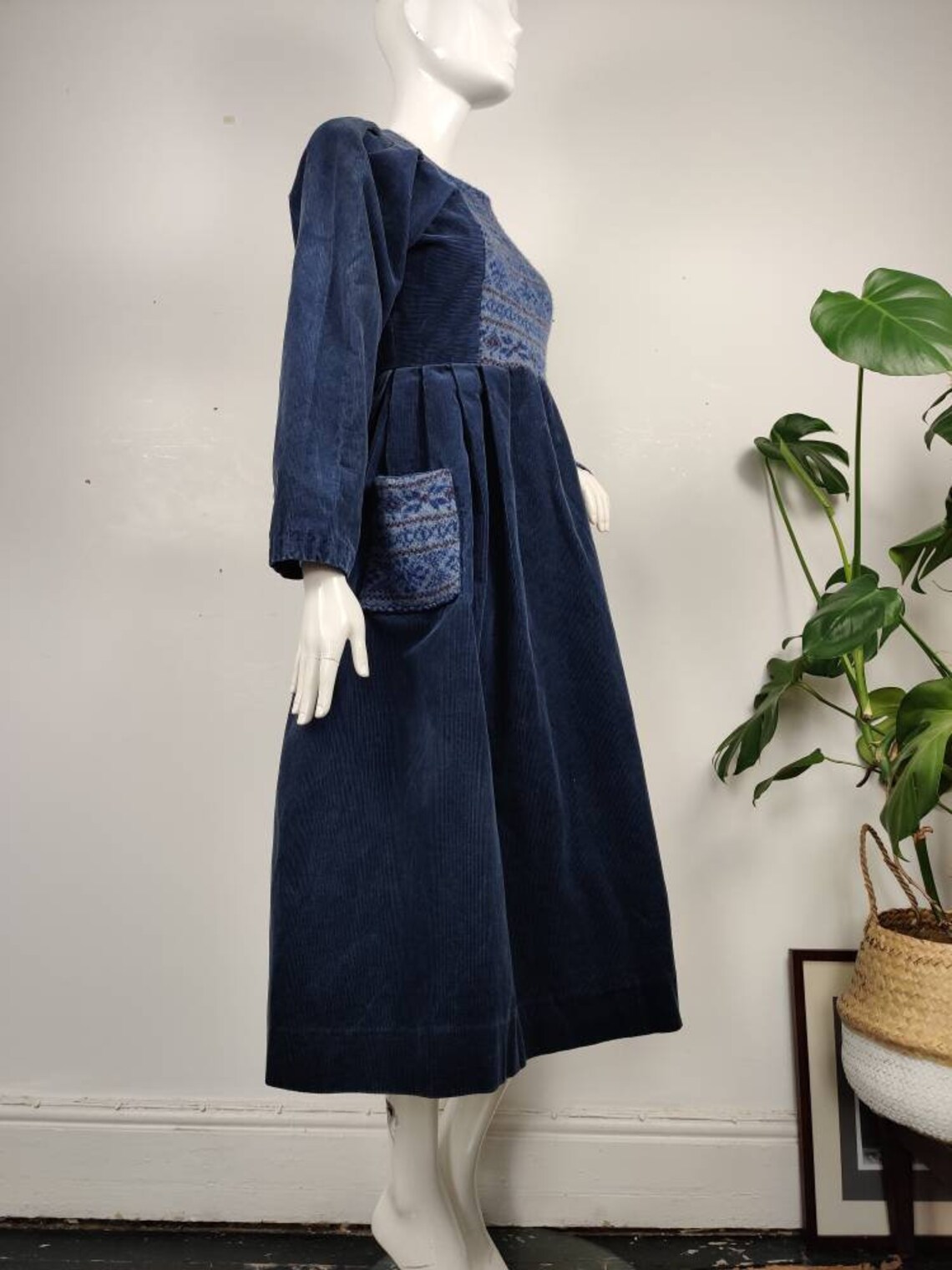 1980s Navy Corduroy Smock Dress Vintage Smock Dress | Etsy