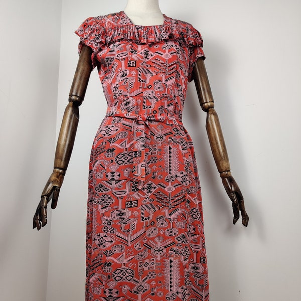 Vintage 40s Silk Day Dress