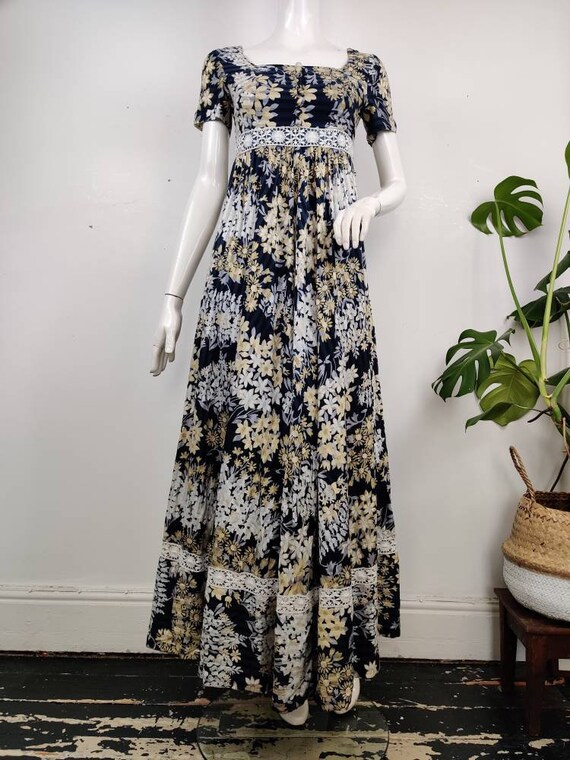 1970s Empire Cut Maxi Dress / Vintage Maxi Dress /
