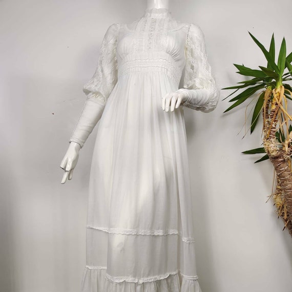 1970s Prairie Maxi Dress / Vintage Prairie Dress /