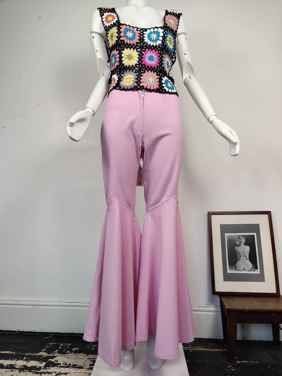 Amazing 1970s Baby Pink Bell Bottoms Flared Trousers 