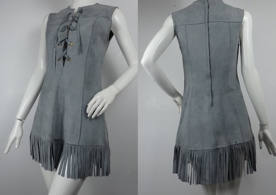 Vintage 1960s Suede Mini Dress, 60s Mini Dress, 60