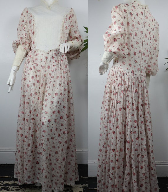1960s Prairie Maxi Dress / Vintage Prairie Dress /