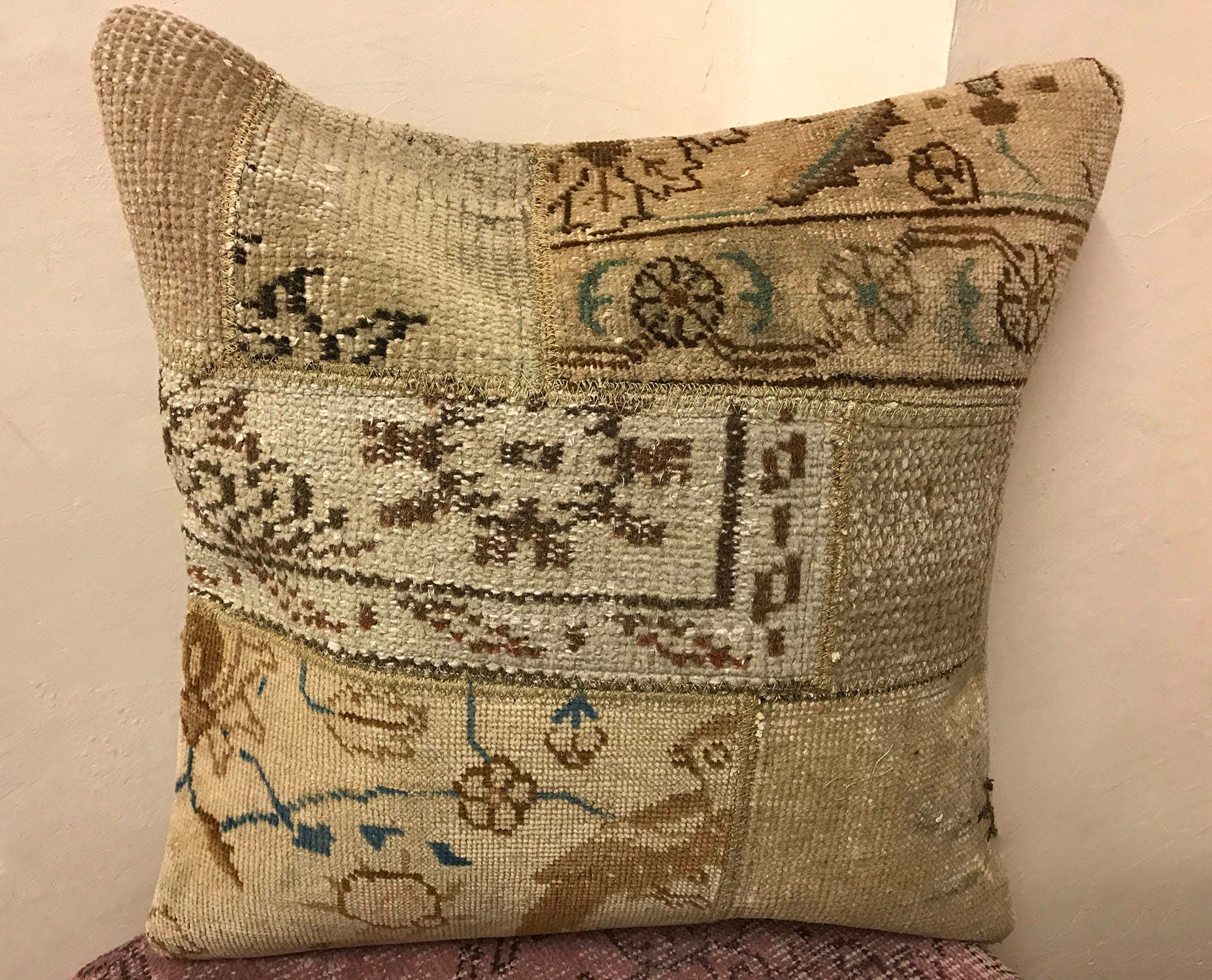 Handwoven Faded Pillow Boho Pillow FADED Rug Pillow Etsy