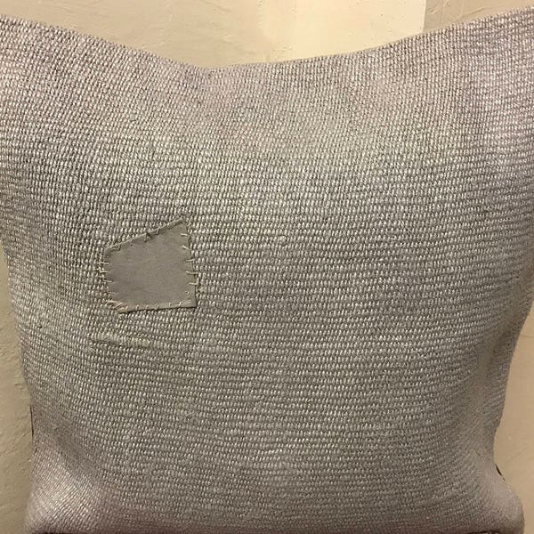 Light Gray Turkish Pillow, Handmade Pillow, Traditional Pillow, Hemp Pillow, Vintage Pillow, Boho Pillow, Hemp Rug Pillow Cover, Grey Pillow