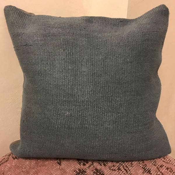 Gray Turkish Pillow, Handmade Pillow Cover, Traditional Pillow, Hemp Pillow, Vintage Pillow, Boho Pillow, Hemp Rug Pillow Cover, Grey Pillow