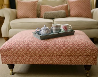 Linwood Ashfield Linen Upholstered Ottoman Coffee Table Footstool - The Katherine