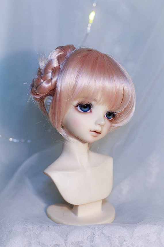 8 Doll Wig Long Curly Pink Fade BJD Ball Jointed Doll Size 6 9 NEW 7