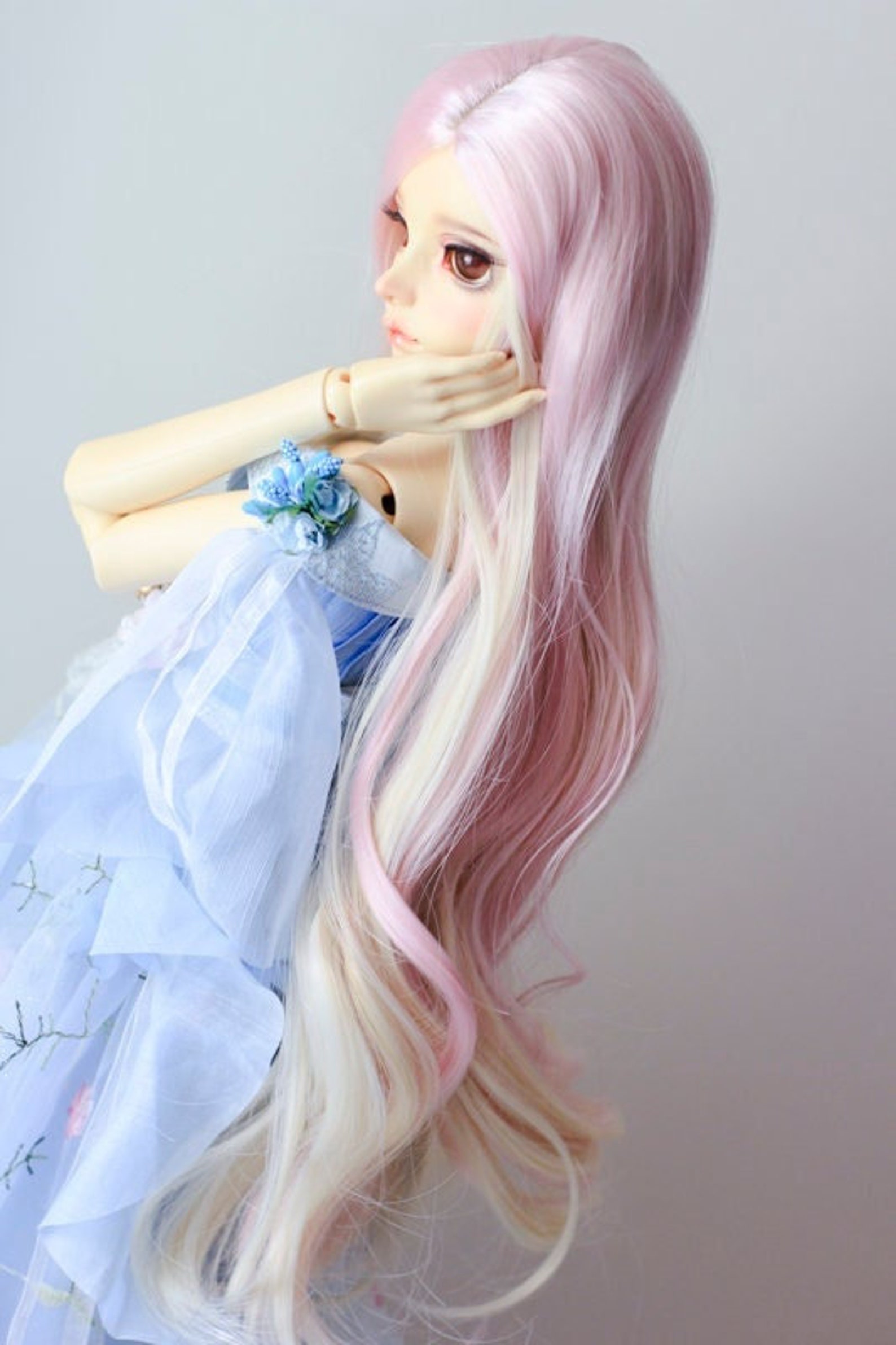 1/3 Bjd Sd Dollfie Dream Wigs mermaid Wavy Hair Wig Pink Etsy