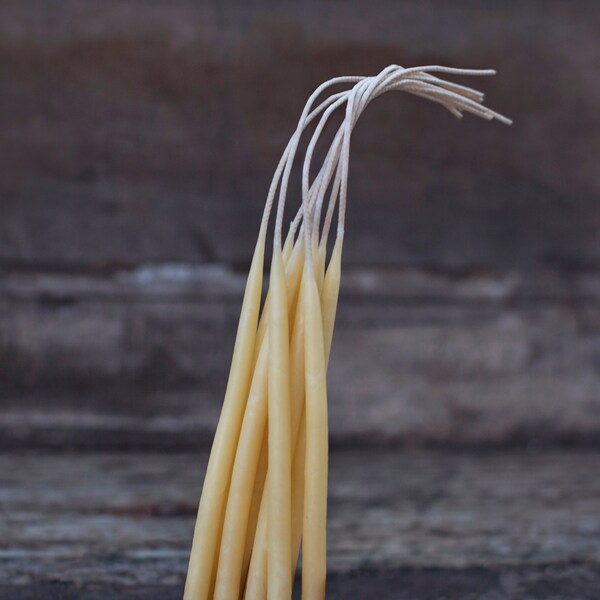 Slim hand-dipped Taper Pure Beeswax Birthday Candles