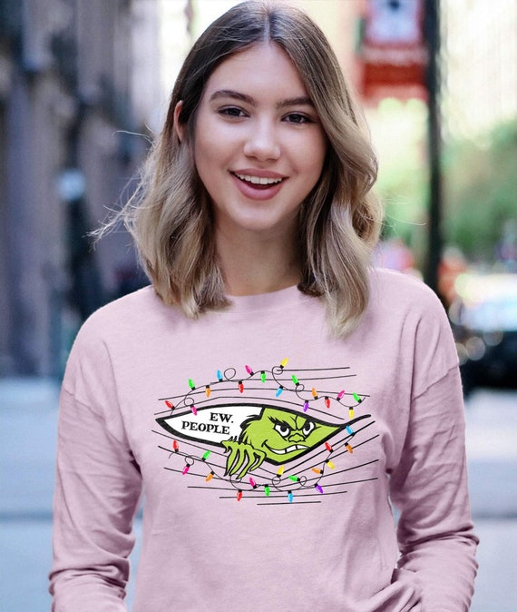 Funny Grinch Long Sleeve Shirt: Ew People Christmas Lights