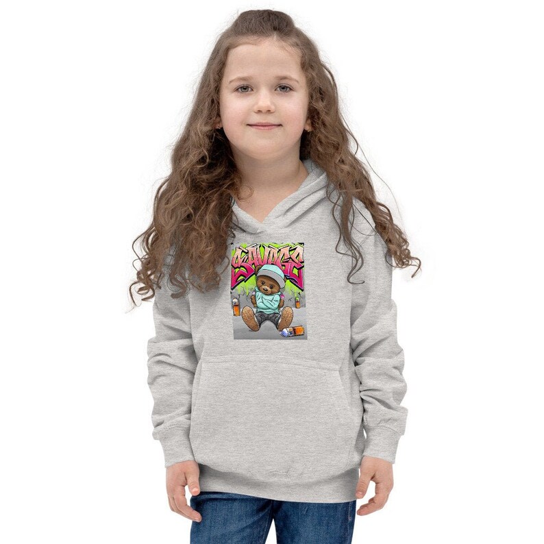 Kids Graffiti Bear Hoodie UNISEX Shirt Art Bearman Kicks Spray Paint Boys Girls Drips Rap Snapback Rapper Street Hip Hop Multiple Colors