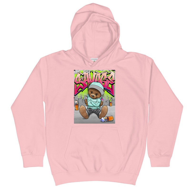 Kids Graffiti Bear Hoodie UNISEX Shirt Art Bearman Kicks Spray Paint Boys Girls Drips Rap Snapback Rapper Street Hip Hop Multiple Colors