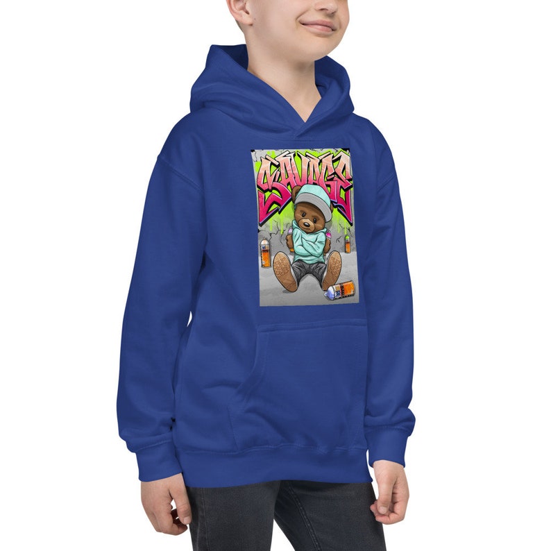 Kids Graffiti Bear Hoodie UNISEX Shirt Art Bearman Kicks Spray Paint Boys Girls Drips Rap Snapback Rapper Street Hip Hop Multiple Colors
