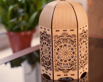 Lampka nocna Mandala, lampa akcentowa, dekoracyjna drewniana lampka nocna, wspaniały prezent na każdą specjalną okazję