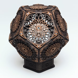 MANDALA DAISY Diamanten Runde DODECAHEDRON Nachtlicht Akzentlampe Mantra Dekorative Holznachtlampe für Meditation Entspannung Komfort