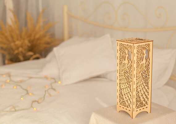 Peacock Night Light Accent Lamp Decorative Wooden Night Lamp Etsy