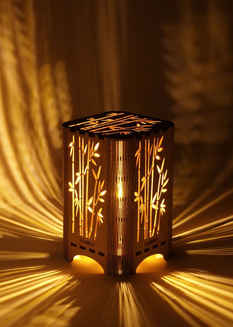 Bamboo Night Light Accent Lamp Mantra Decorative Wooden Night Etsy