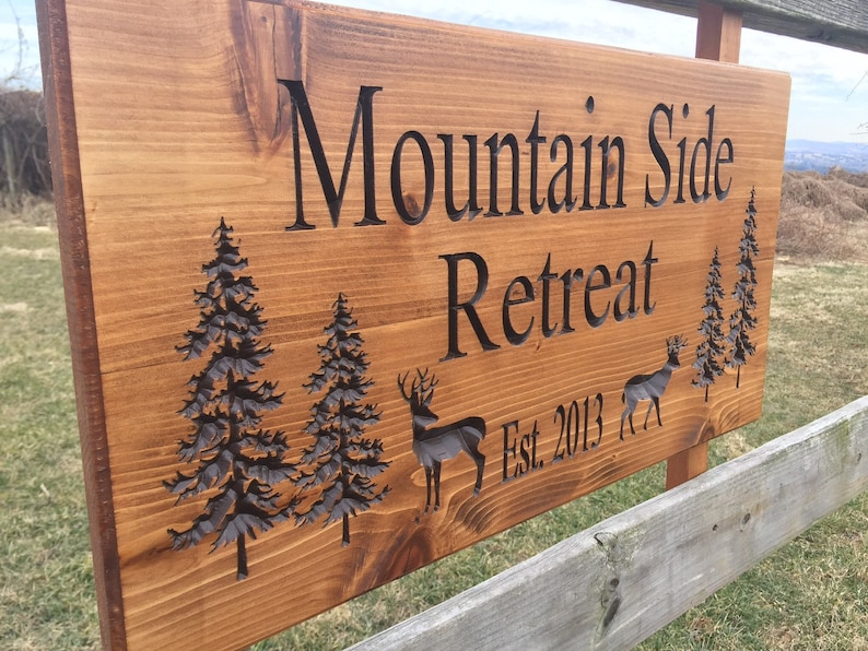 Custom outdoor wood sign rustic cabin sign personalized Etsy