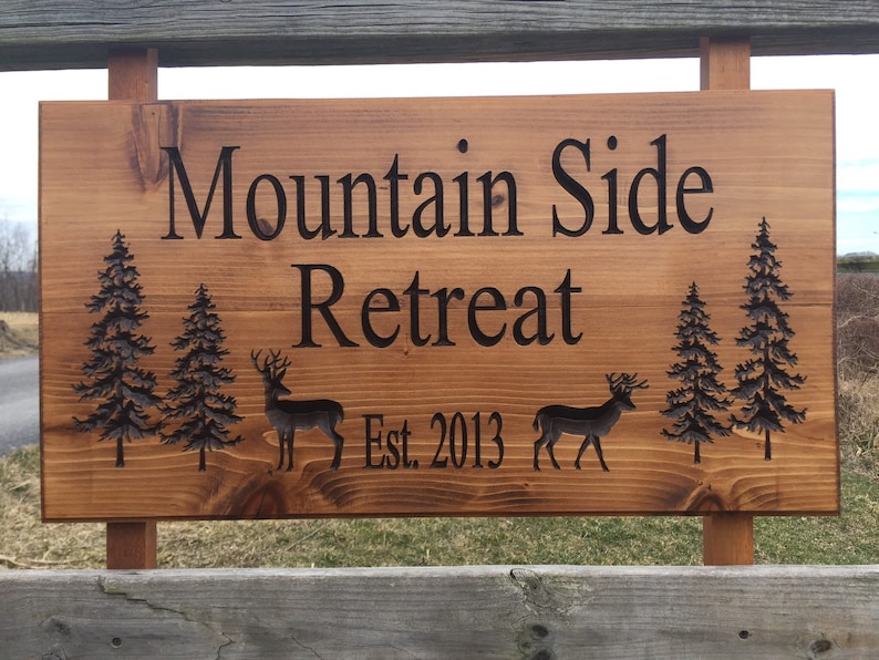 Custom outdoor wood sign rustic cabin sign personalized Etsy