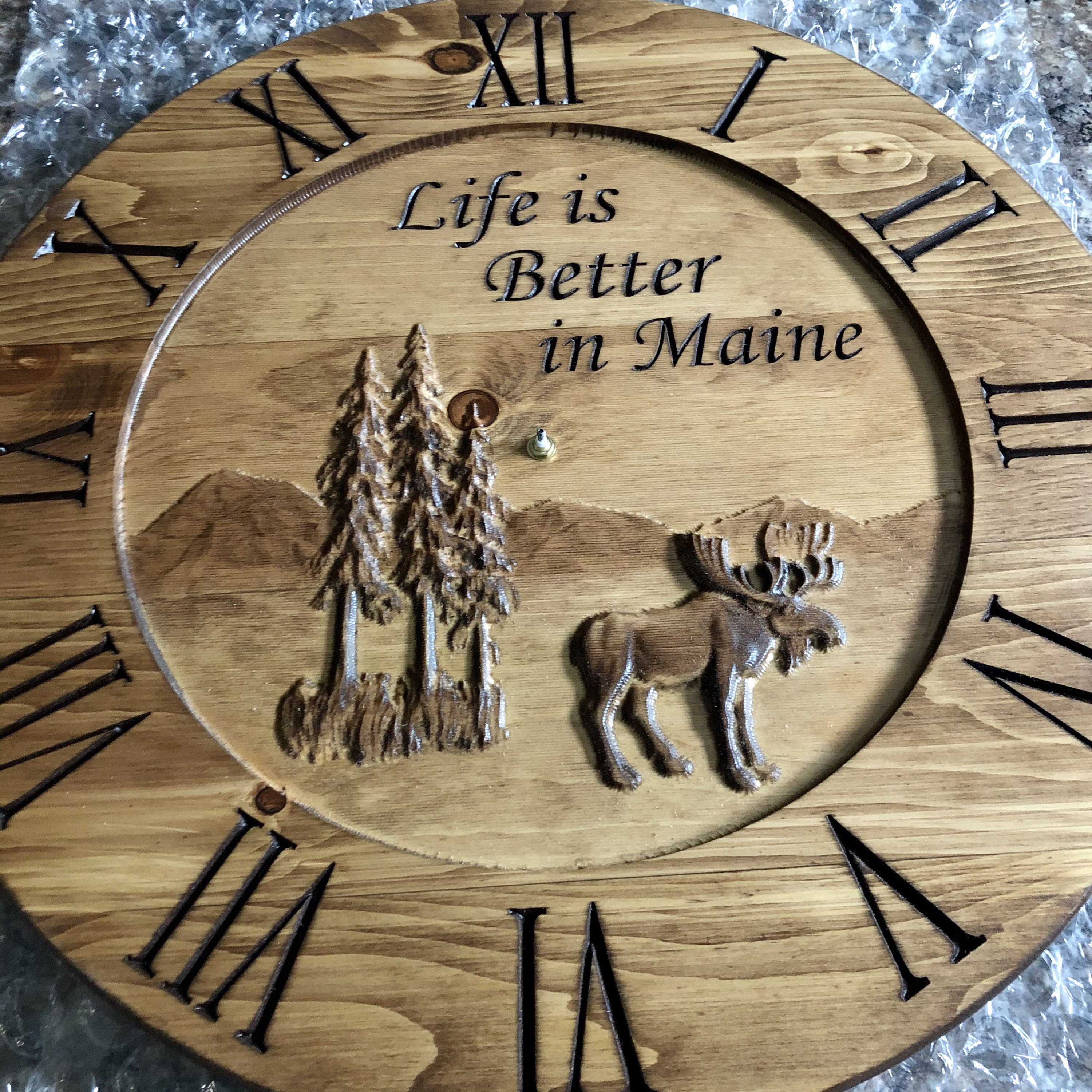 Large wall clock rustic cabin decor Christmas gift for moose Etsy