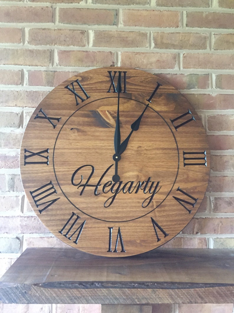 Personalized Wood Clock 24 Large Wall Clock Rustic Etsy