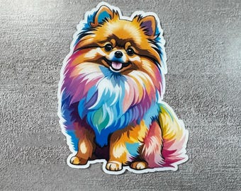 Colorful Pomeranian Vinyl Water-Resistant Sticker