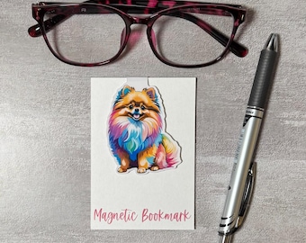 Magnetic Bookmark - Colorful Pomeranian | Perfect for books, journals, notebooks and planners! FREE shipping!