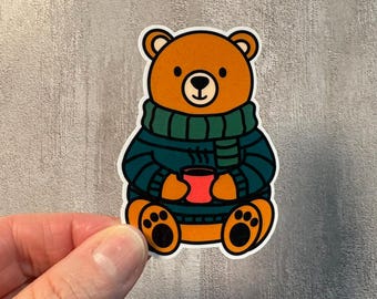 Coffee Bear Vinyl Water-Resistant Sticker
