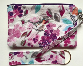 Zippered Wristlet with matching key ring - Handmade