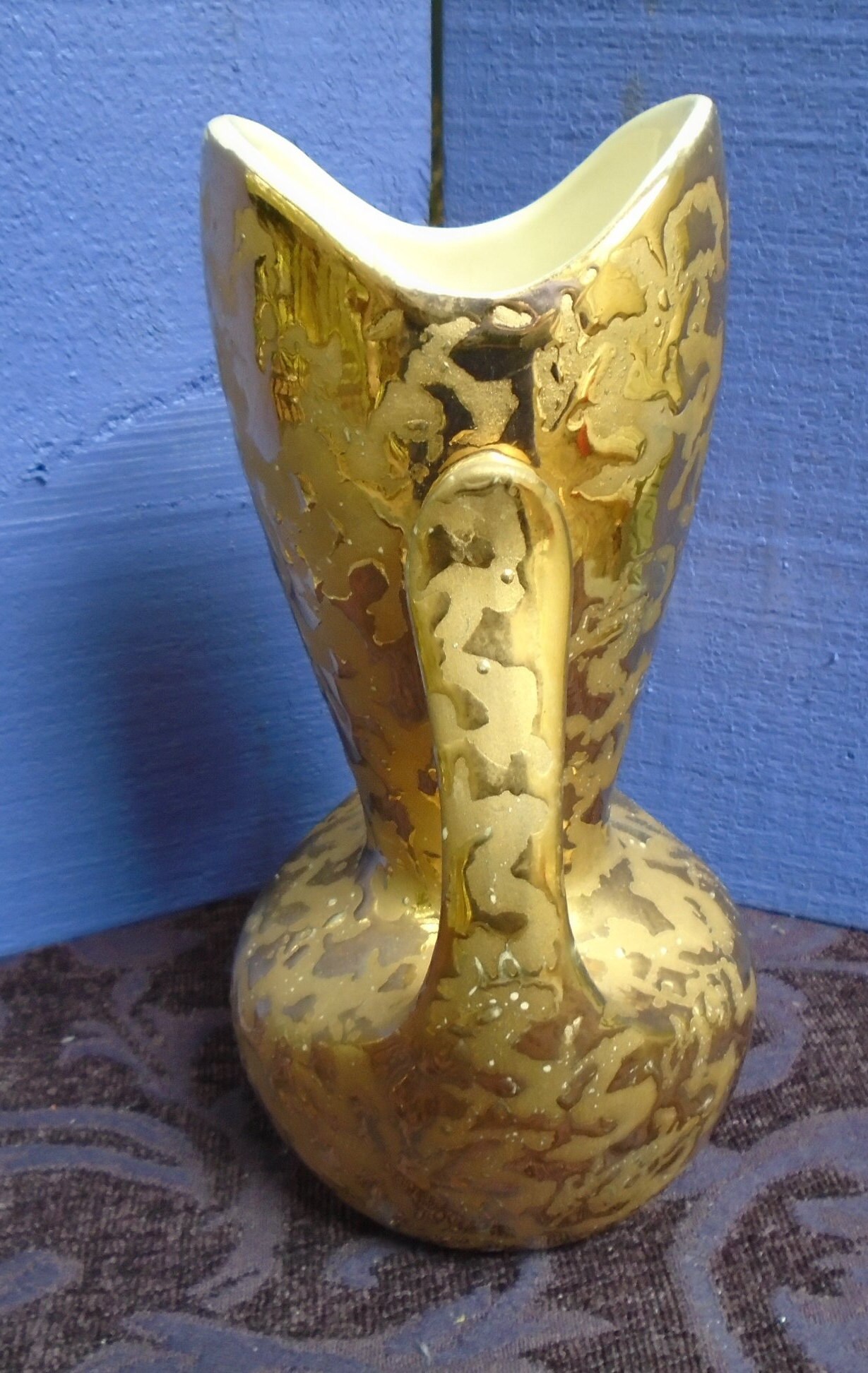 Vintage Double Handled Weeping Gold Textured Vase 24KT 8 Etsy UK