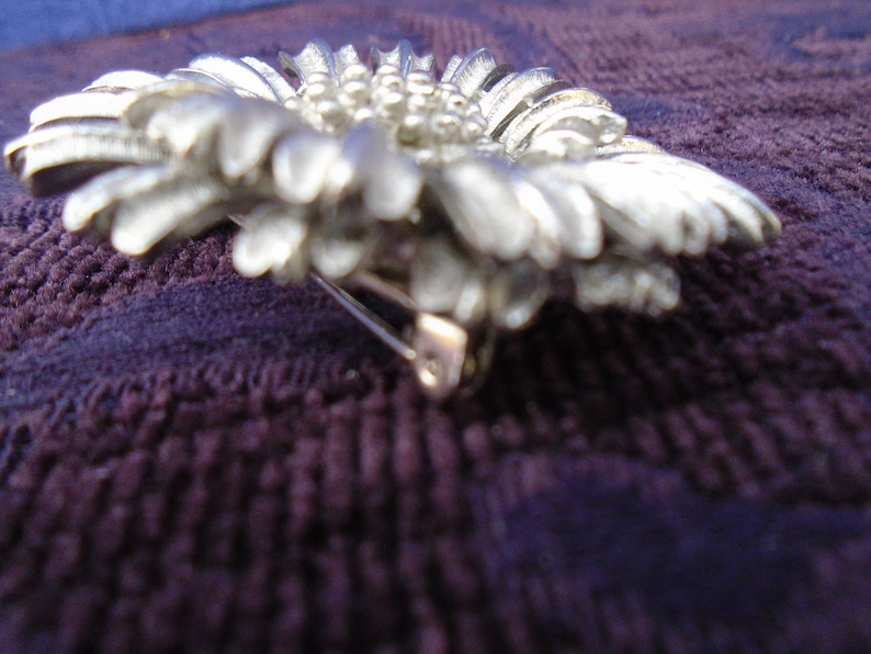 Vintage Silver CORO Floral PinBrooch~2 Pieces Joined Together~No Stones~Elaborate Texture~Signed~Silvertone~1 78 Diameter