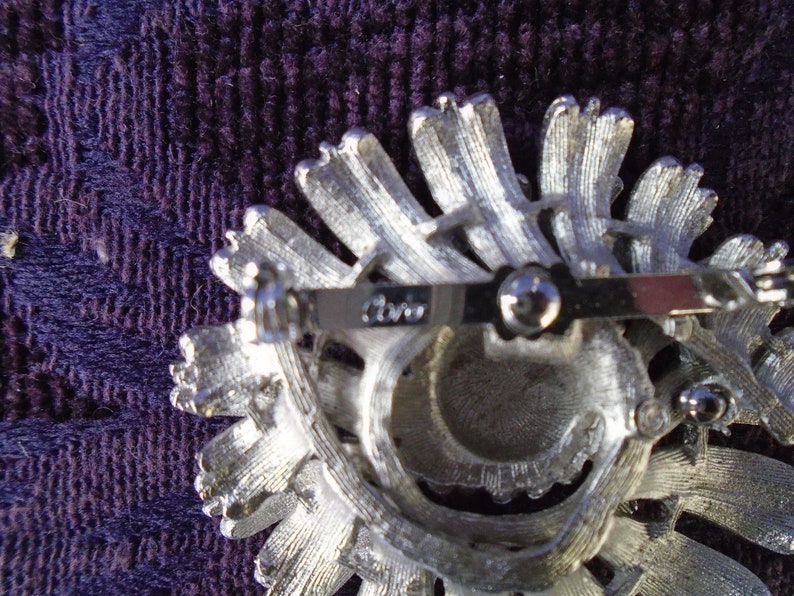 Vintage Silver CORO Floral PinBrooch~2 Pieces Joined Together~No Stones~Elaborate Texture~Signed~Silvertone~1 78 Diameter