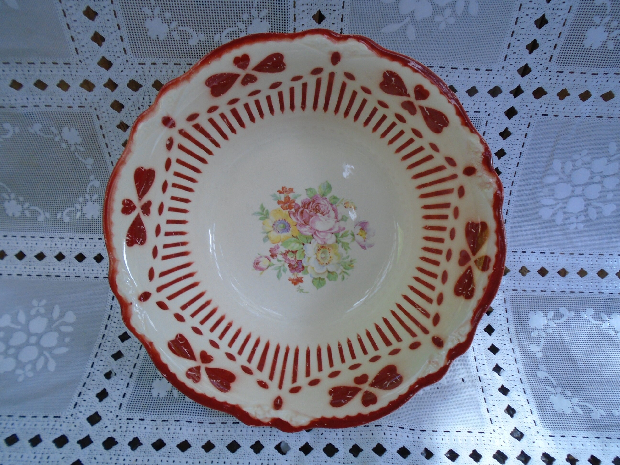 Vintage Oval Handled Dish~8 Hrs Research Shows Nothing~No Info Found~Excellant Condition~Beautiful~Signed T M China in Gold or F M China