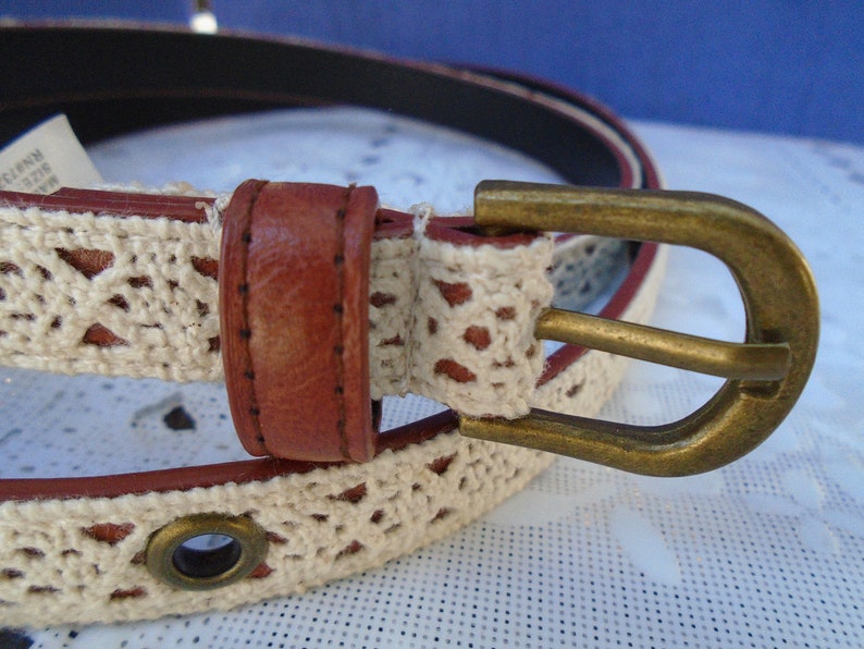 Vintage 100/% Cotton Faced Non Leather Belt~Made In China~Brass Buckle and Rivet Holes~.5Wide~42.5Long