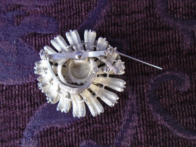 Vintage Silver CORO Floral PinBrooch~2 Pieces Joined Together~No Stones~Elaborate Texture~Signed~Silvertone~1 78 Diameter