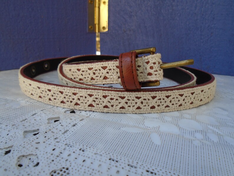 Vintage 100/% Cotton Faced Non Leather Belt~Made In China~Brass Buckle and Rivet Holes~.5Wide~42.5Long