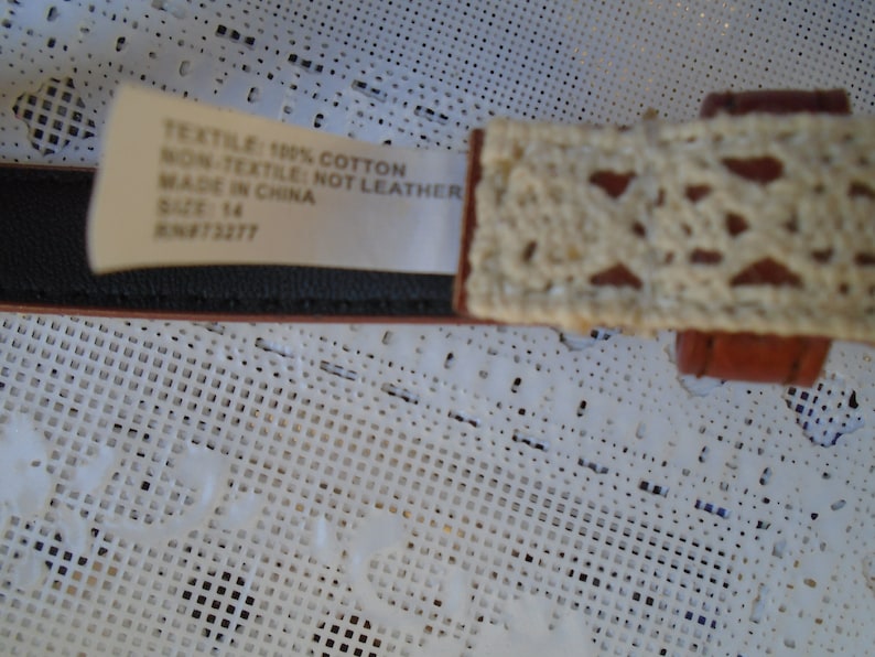 Vintage 100/% Cotton Faced Non Leather Belt~Made In China~Brass Buckle and Rivet Holes~.5Wide~42.5Long